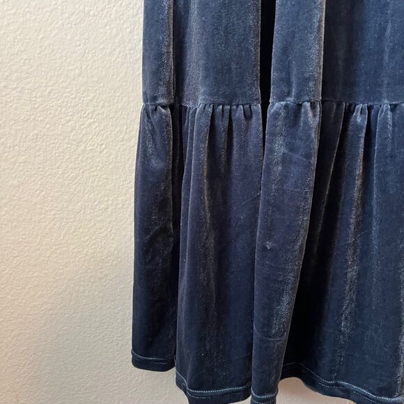 Polagram Blue Velvet Embroidered Maxi Dress 1X Fairy Boho Whimsy - Picture 4 of 6